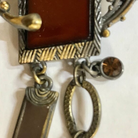 Costume Fashion Jewelry Metal Brooch Pin Pendant Art Deco Inspired OOAK Preowned - Picture 4 of 7